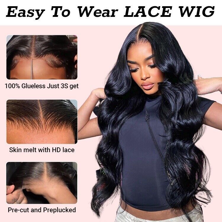 Human Hair Glueless Pre Cut Lace Ready To Wear Wig Body Wave Women Wigs 250%