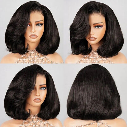 Chic Luxe Hair Full Wavy Glueless Wear Go Lace Front Short Bob Wig | 100% Human Hair