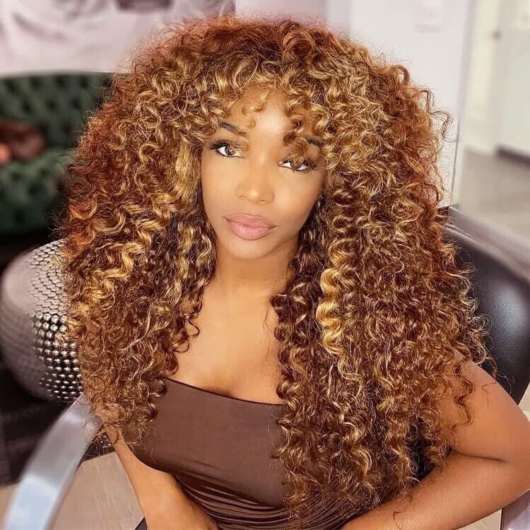 Chic Luxe Hair Glueless Curly Wig With Bangs | Short/Long | 100% Human Hair