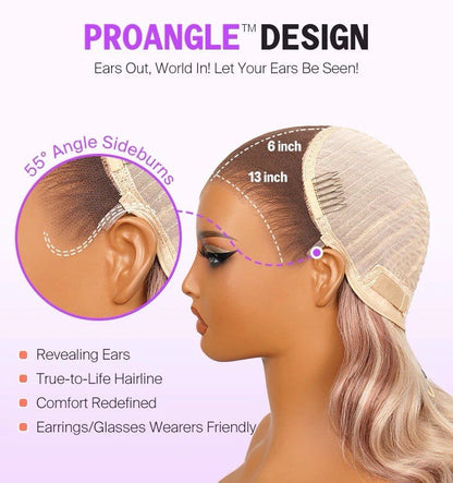 Ombre Strawberry Blonde ProAngle Body Wave 13x6 Ready To Wear Glueless Wig