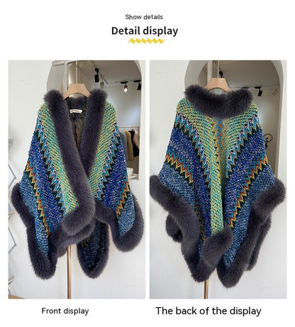 High Environmental Protection Fox Shawl Advanced Socialite Style Thickened Cape