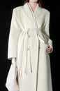New high-end woven waistband design suit double-sided wool coat woolen coat medium long temperament women's coat