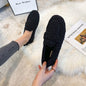 Women wearing plush shoes for winter outings to keep warm, add plush and thicken, and put on bean shoes with one foot. Fairy lamb thick soles, large cotton shoes