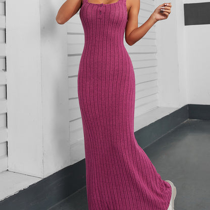 Vestido elegante ajustado sin mangas de color sólido para mujer