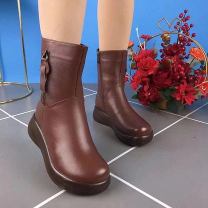 Botas de media caña retro para adelgazar, botas planas informales de estilo británico