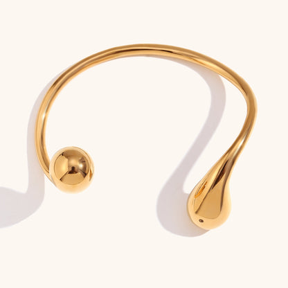 Einfache Mode Persönlichkeit Licht Luxus Edelstahl plattiert 18K Gold Doppel Wasser Tropf Kopf Offenes Armband