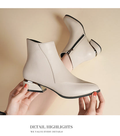 Women's British-style Fashionable Chunky Heel Martin Boots