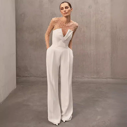 Jumpsuit mit Oberteil aus Schaumstoff und Netzstoff, lässiger Anzug