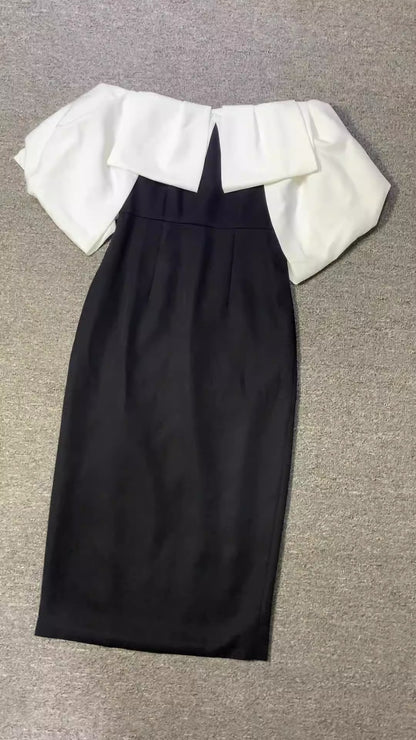 Hit Color Dresses For Women Slash Neck Short Sleeve High Waist Patchwork Ruffles Slimming Dress