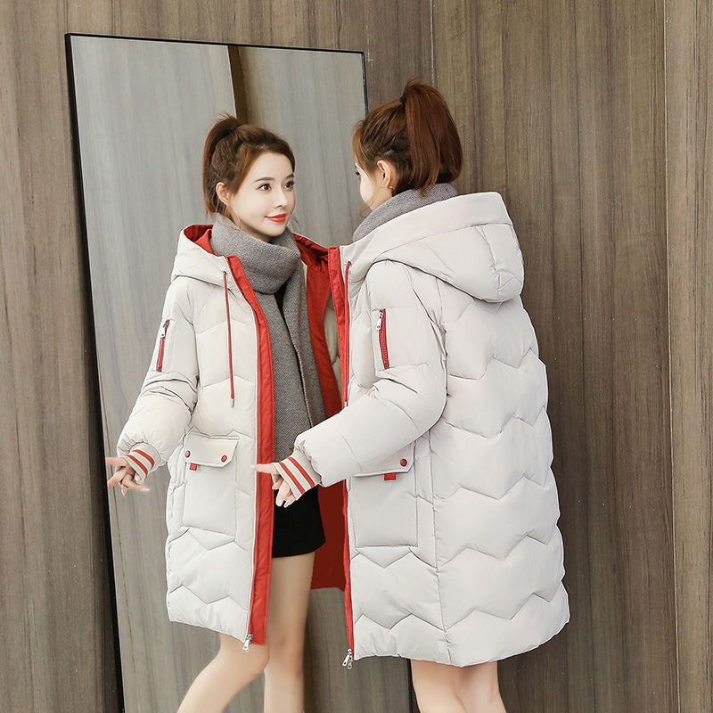 Casual Loose Mid-length Cotton Coat Women's Winter Outerwear Thickened Puffer Jacket Cotton Coat Cotton Clothing