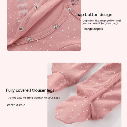 3 Pieces New Baby Cotton Long-sleeved Jumpsuit Baby Foot-wrapped Romper Boneless Sewing Pajamas
