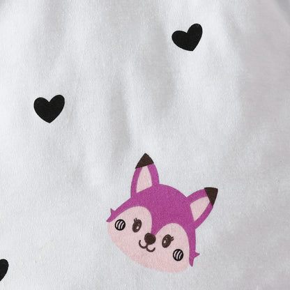 Girls' Skirt Set Love Animal Romper Embroidered Fox Suspender Skirt