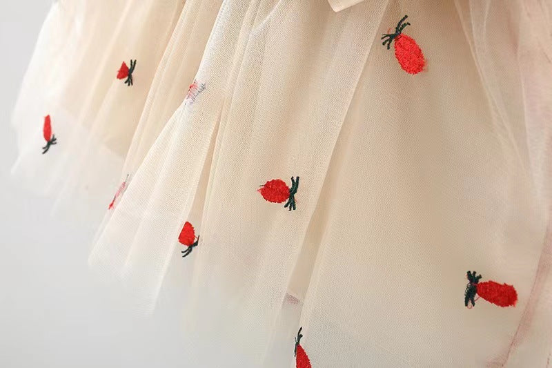 Solid Color Pineapple Mesh Stitching Dress