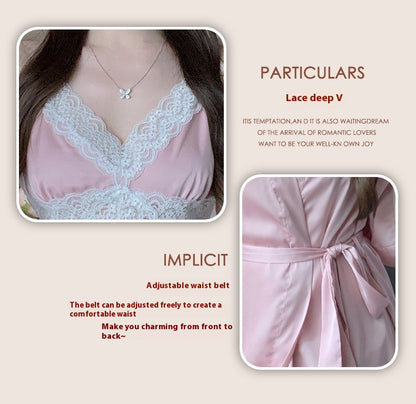 Lace Pure Desire Style Slip Nightdress Suit
