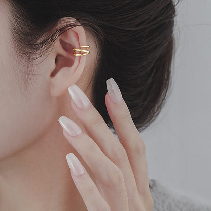 Clip de oreja curvado de doble capa Diseño de interés especial para mujeres