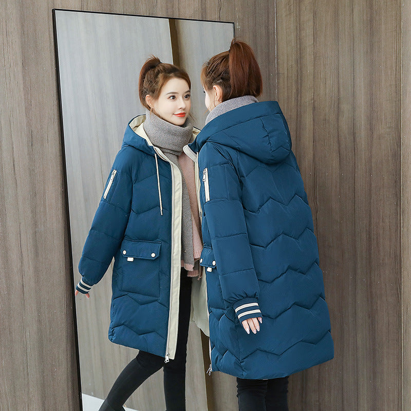 Casual Loose Mid-length Cotton Coat Women's Winter Outerwear Thickened Puffer Jacket Cotton Coat Cotton Clothing