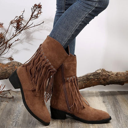 Pure Color All-matching French Women's Retro Boots
