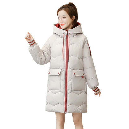 Casual Loose Mid-length Cotton Coat Women's Winter Outerwear Thickened Puffer Jacket Cotton Coat Cotton Clothing