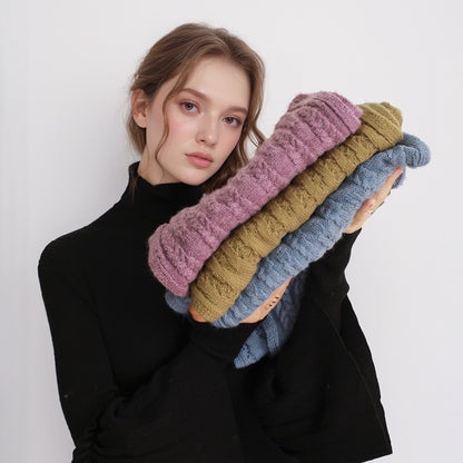 European And American Autumn And Winter Thickening Warm Wool Scarf Artificial Cashmere Solid Color Texture Knitted Scarf