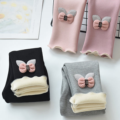 Girls' leggings with thickened fleece