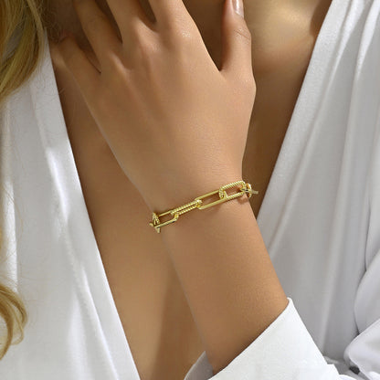 Pulsera de mujer en forma de U con cadena de herradura estilo Ins a juego