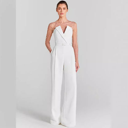 Jumpsuit mit Oberteil aus Schaumstoff und Netzstoff, lässiger Anzug