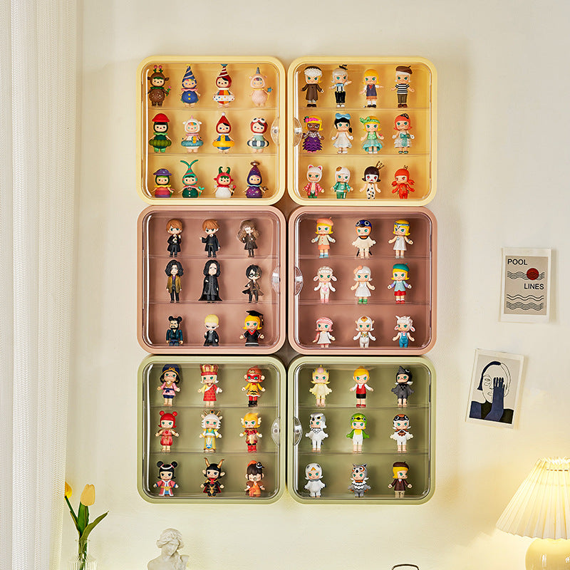 Wall-mounted doll blind box storage display rack magnetic suction display cabinet