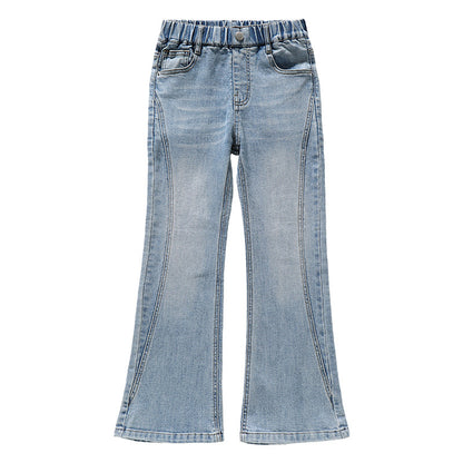 Girls' Micro Flare Jeans, Elastic Flared Pants for Older Girls