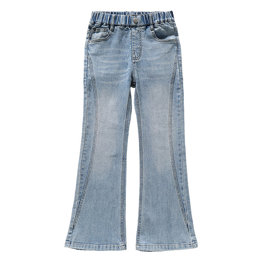 Girls' Micro Flare Jeans, Elastic Flared Pants for Older Girls