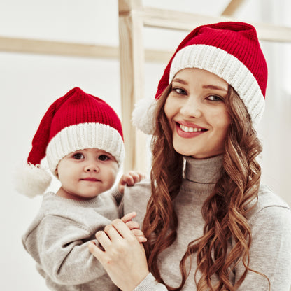 Winter Fur Ball Mother Baby Knitting Cap Christmas Warm Cap Parent-Child Cap
