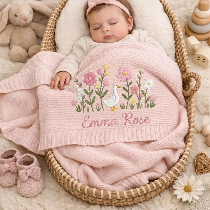 Baby pink receiving customised blanket