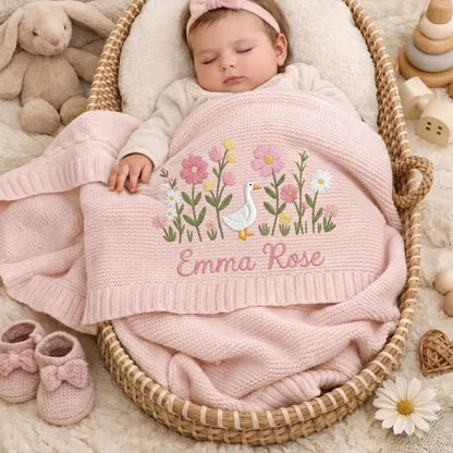 Baby pink receiving customised blanket