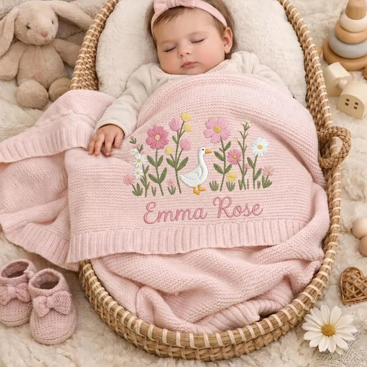 Baby pink receiving customised blanket