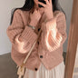 Knit Cardigan for Women Spring and Autumn Vintage Short Stature Loose Long Sleeve French Cable Knit Sweater Outerwear