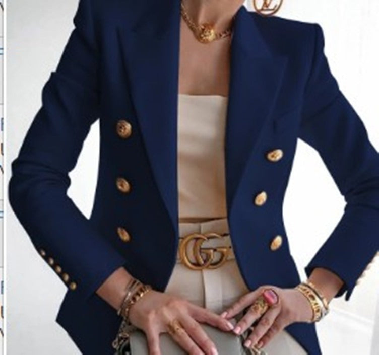 Women's autumn and winter new solid color fashionable casual suit short jacket for women