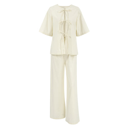 Traje de moda anudado de algodón puro Niche Albaricoque Simple