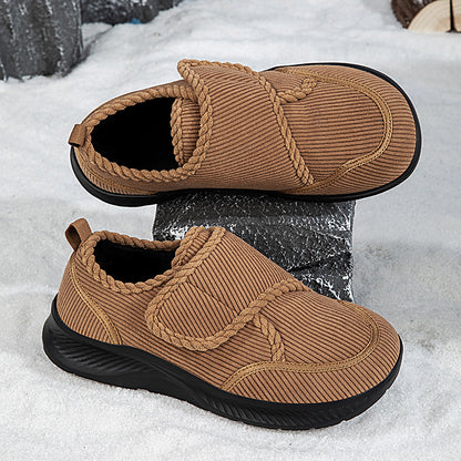 Winter and Autumn Wide-Fit Fleece-Lined Warm Shoes for Elderly Extra-Wide and Extra-Thick Rehabilitation Shoes for Broad Feet and Swollen Feet Walking Shoes