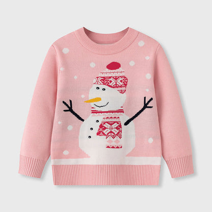 Christmas Cute Cartoon Snowman Girl Undercover Baby Hoodie Knitted Shirt