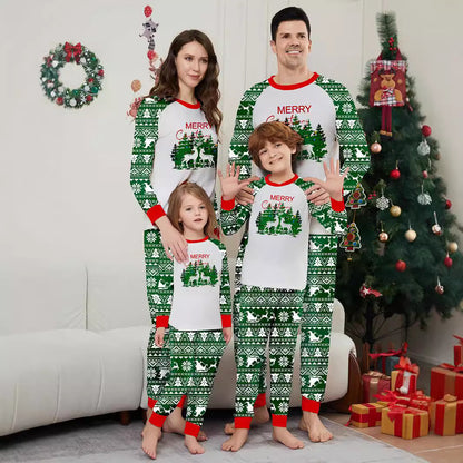 Christmas Deer Letter Stripe Christmas Family Matching Printed Loungewear Pajamas