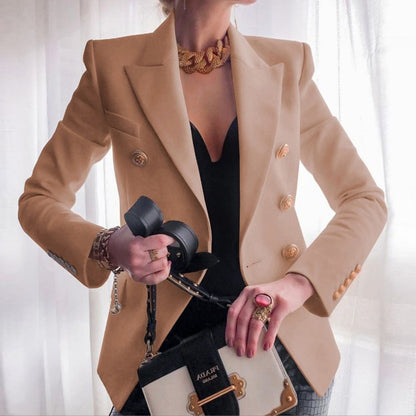 Women's autumn and winter new solid color fashionable casual suit short jacket for women