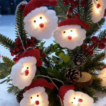 Non woven Santa Claus Head Christmas Light LED String