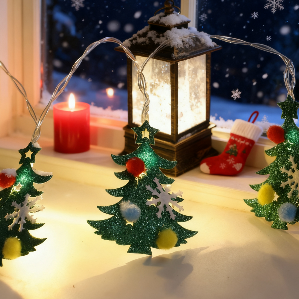 Non woven Christmas tree Christmas lights LED light string