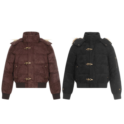 Warm fur collar cotton jacket with cotton jacket