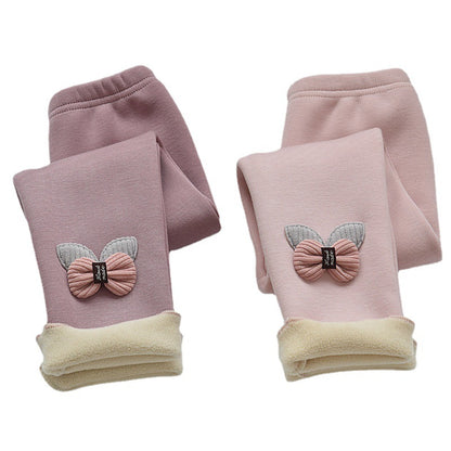 Girls' leggings with thickened fleece