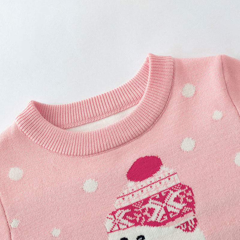 Christmas Cute Cartoon Snowman Girl Undercover Baby Hoodie Knitted Shirt