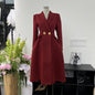 Woolen waist cinching coat