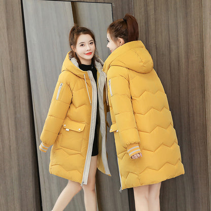 Casual Loose Mid-length Cotton Coat Women's Winter Outerwear Thickened Puffer Jacket Cotton Coat Cotton Clothing