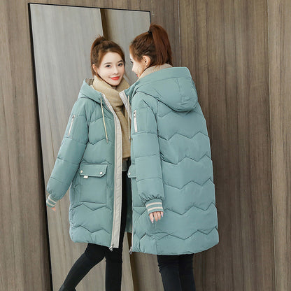 Casual Loose Mid-length Cotton Coat Women's Winter Outerwear Thickened Puffer Jacket Cotton Coat Cotton Clothing