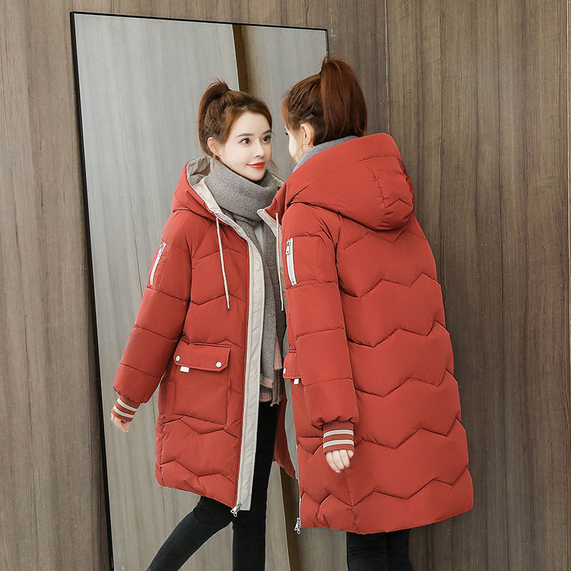 Casual Loose Mid-length Cotton Coat Women's Winter Outerwear Thickened Puffer Jacket Cotton Coat Cotton Clothing