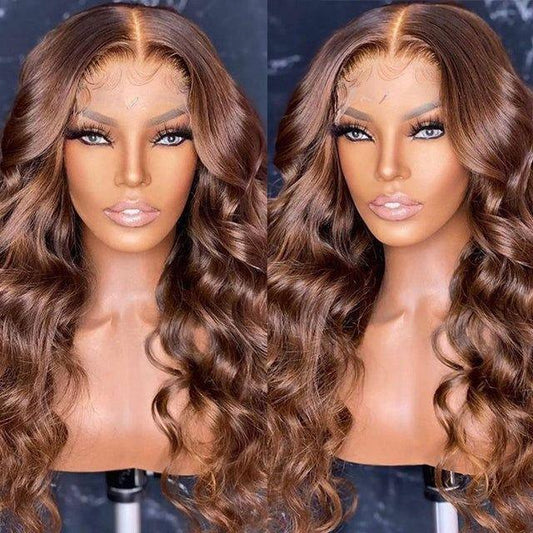 Chic Luxe Hair Custom 13x4 Lace Highlight Brown Chestnut Body Wave Wig | 100% Human Hair